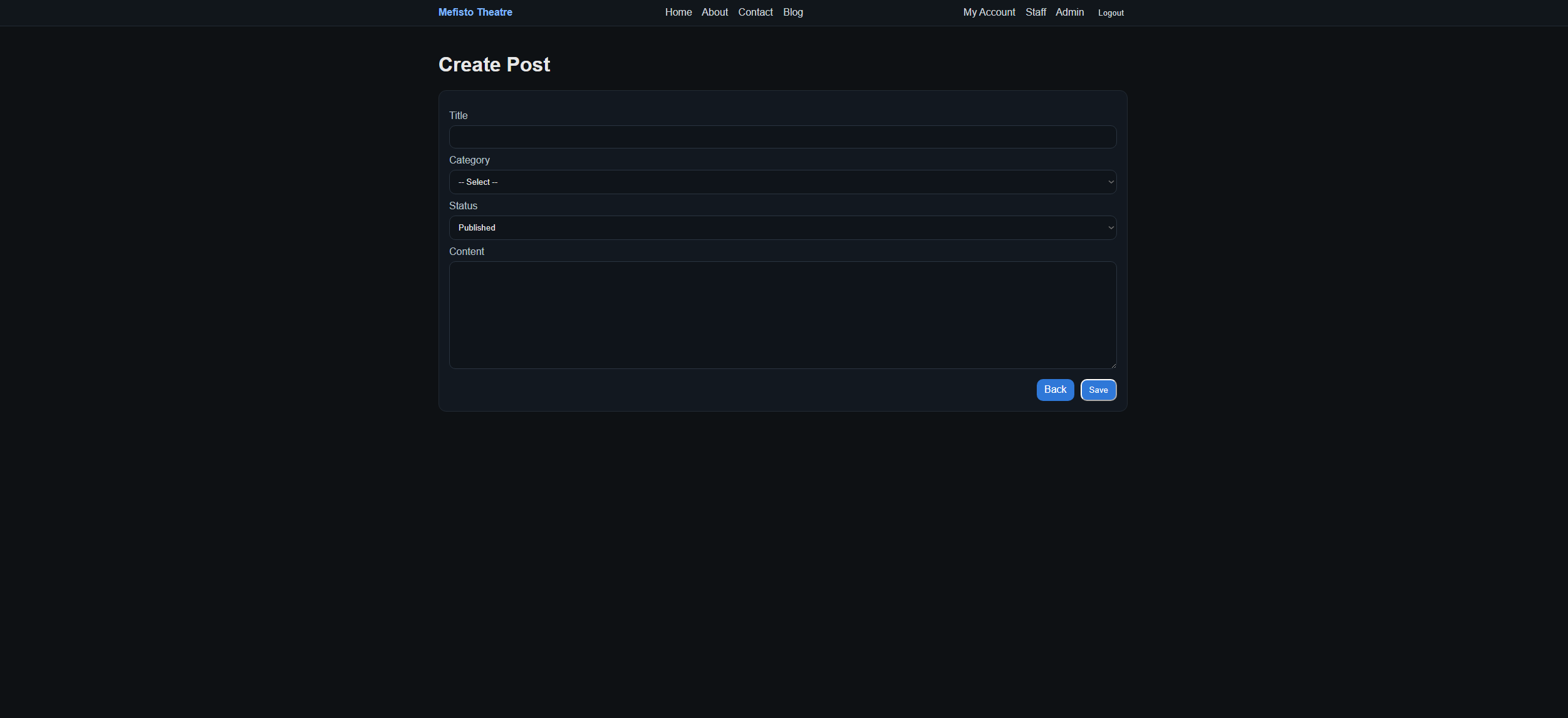 Mefisto Theatre create post page