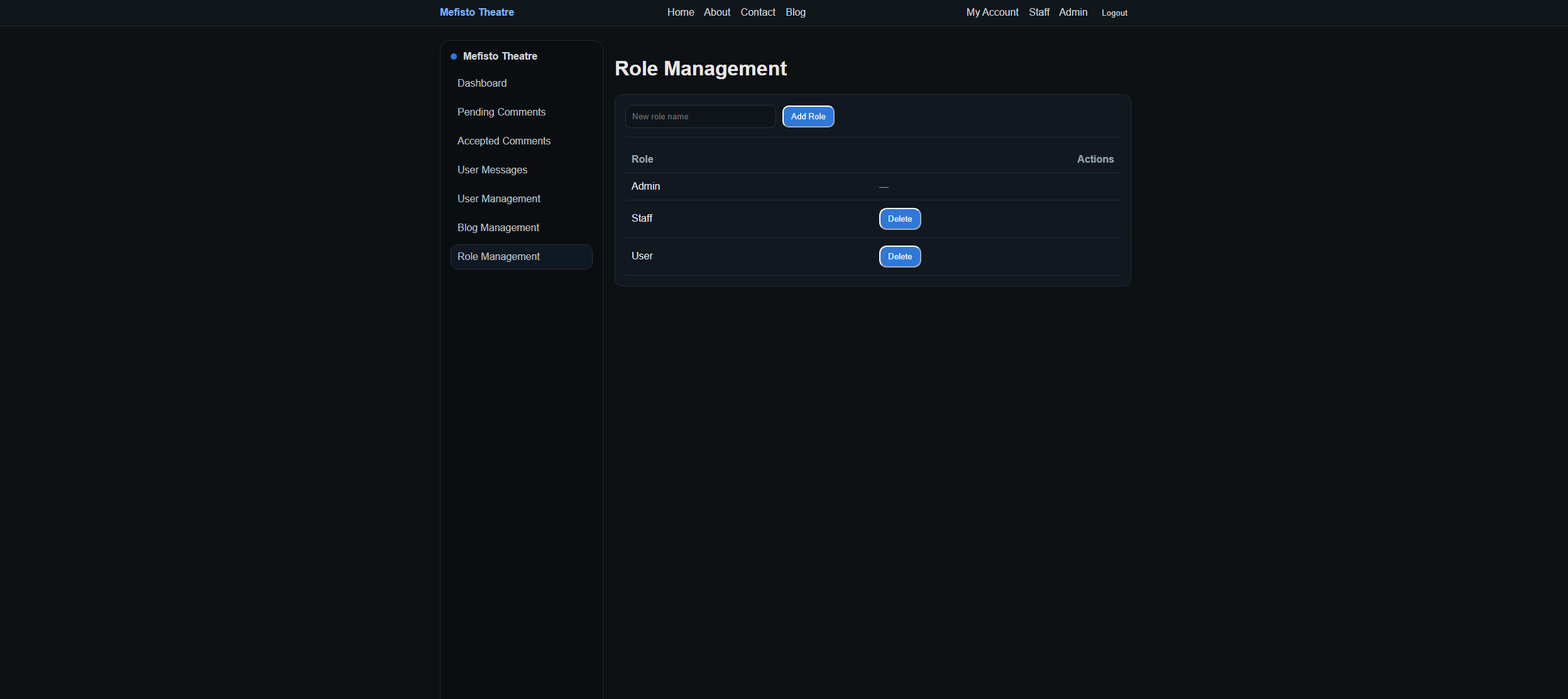 Mefisto Theatre role management
